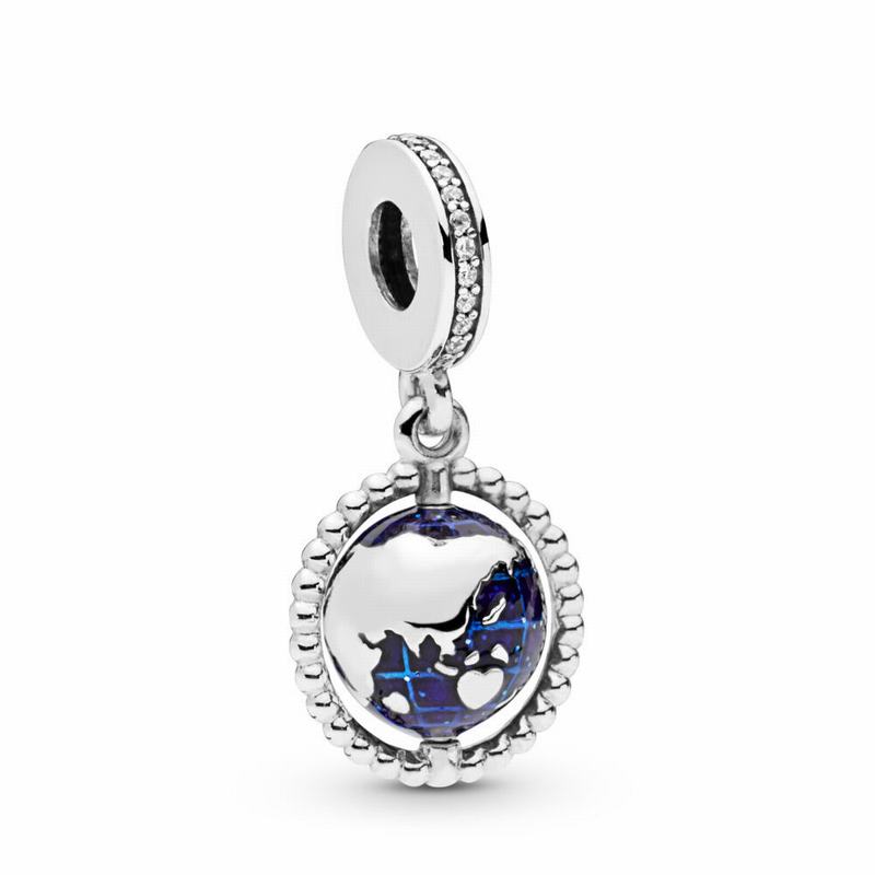 Pandora Spinning Globe Dangle Charm Silver Egypt VJ0832169